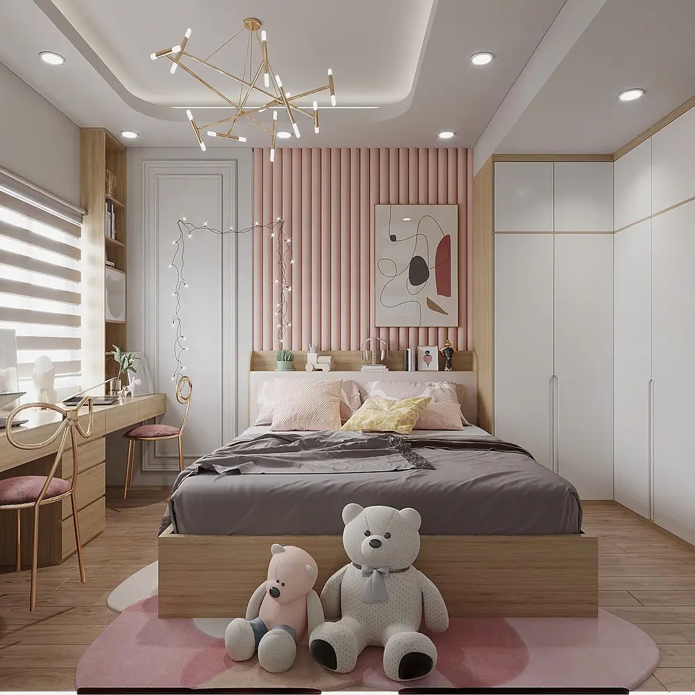 Phối cảnh thiết kế 3D phòng ngủ căn hộ Quận 3 của LINEA DECOR