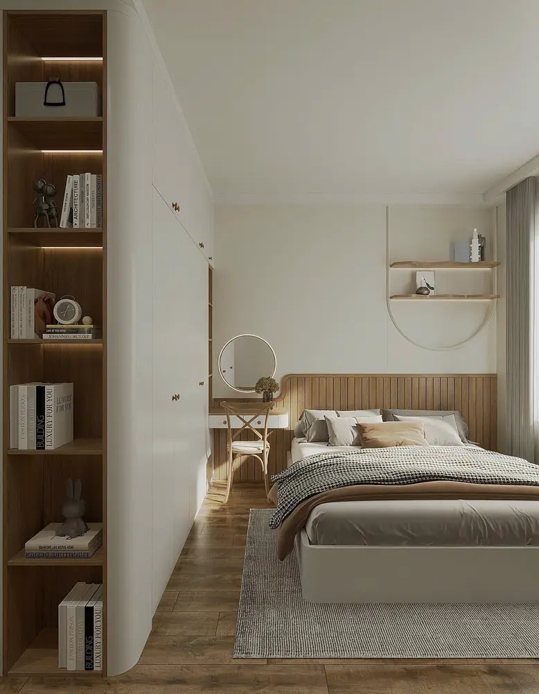 Phối cảnh thiết kế 3D phòng ngủ căn hộ Tân Phú của LINEA DECOR
